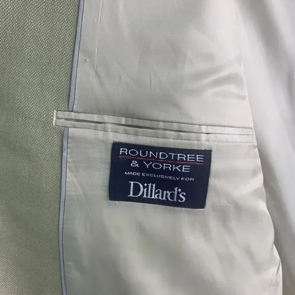 Roundtree & Yorke Silk Worsted Wool Sport Coat Mens Size 48R Beige NWT $199 - Picture 6 of 9